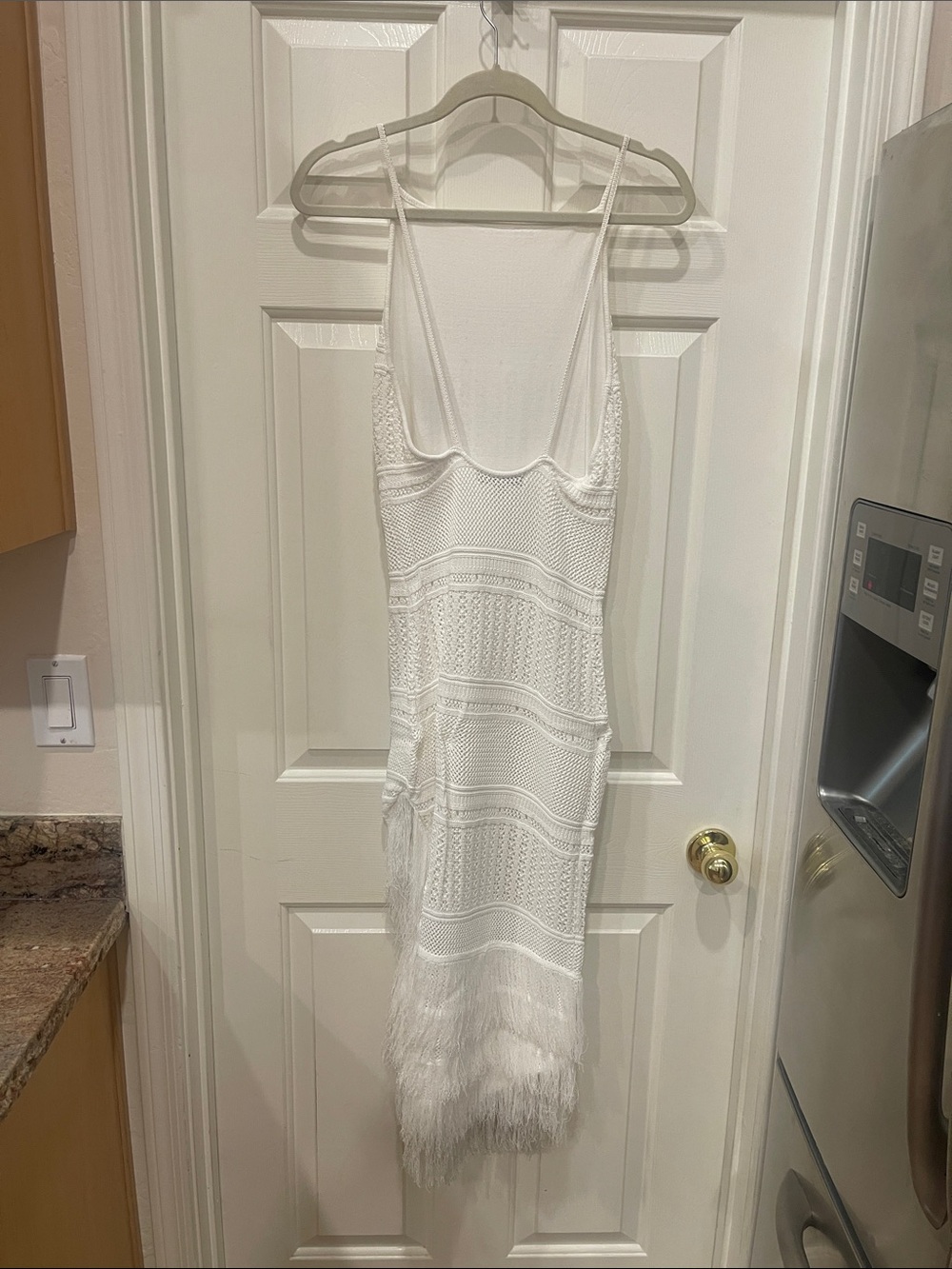 Torn by Ronny Kobo White Midi Knit Fringe Dress - Picture 4 of 6